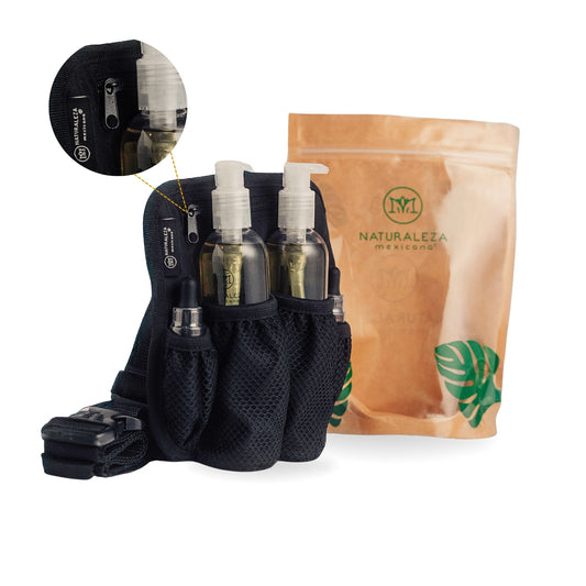 Porta Aceitera Doble con Cierre – Negra | Cangurera para Masajista