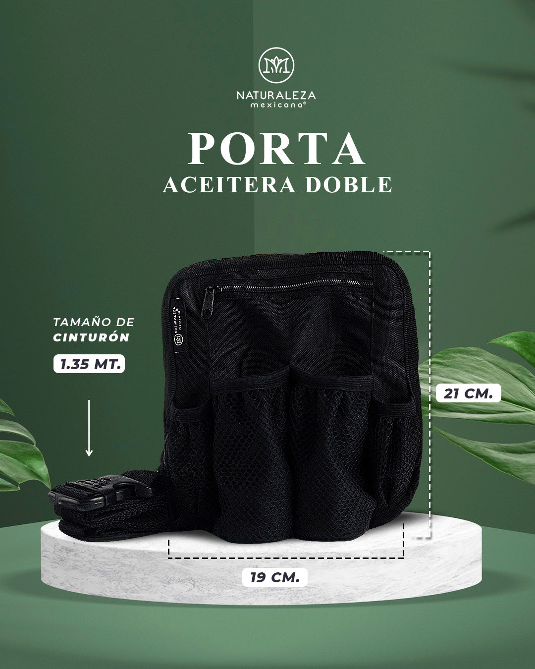 Porta Aceitera Doble con Cierre – Negra | Cangurera para Masajista